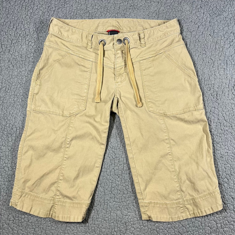 The North Face Womens Khaki Bermuda Shorts Size 8 Tan Hiking Utility Drawstring